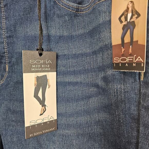 Sofia Vergara Mid Rise Skinny Ankle Jeans Womens Size 20 Dark Wash Denim Stretch - Picture 5 of 11